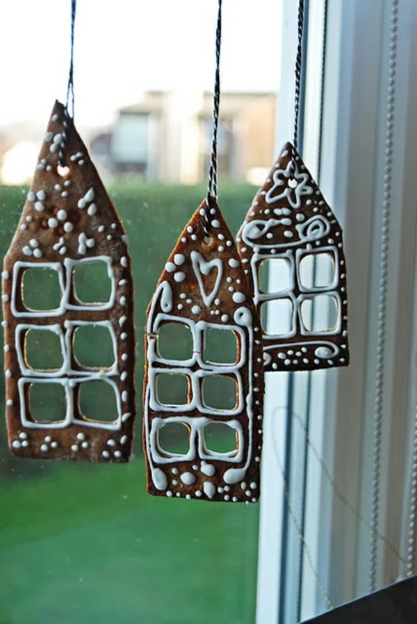 bastelideen für Fenster Weihnachtsdeko gebäck