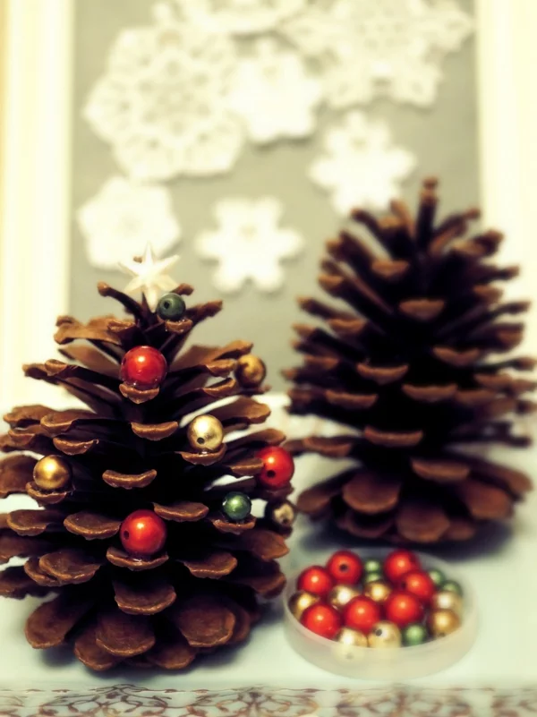 bastelideen zu weihnachten mini christbäume