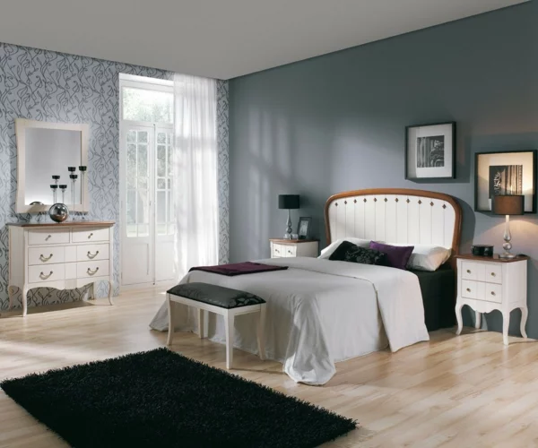 moderne wandfarben grau neobarock möbel schlafzimmer