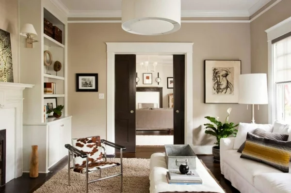 moderne wandfarben hell beige wohnzimmer