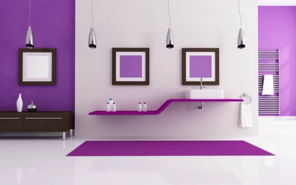 neue wandfarben violett badezimmer