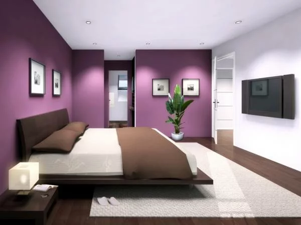 neue wandfarben violett schlafzimmer