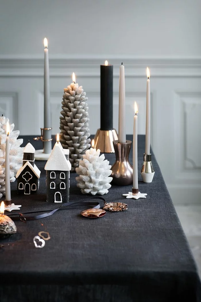 weihnachtliche Tischdeko Ideen mit Kerzen