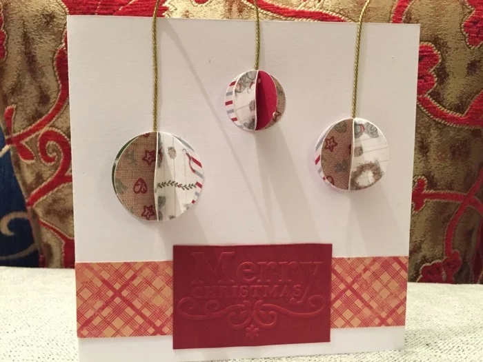 weihnachtskarten basteln diy stoff textilien weihnachtsbaumschmuck
