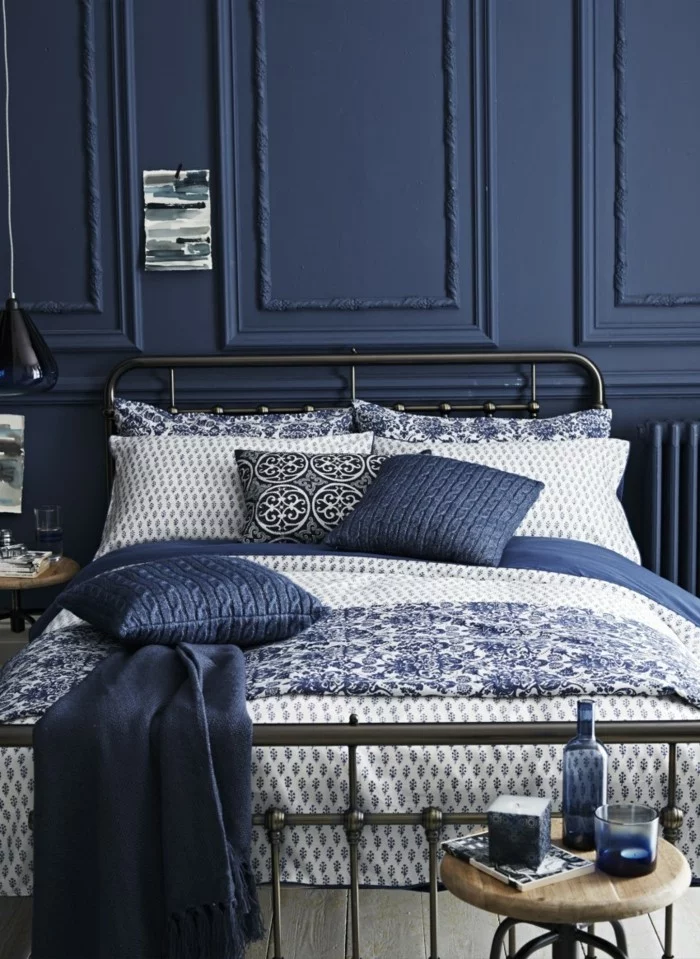 einrichtungsideen im schlafzimmer Vintage Navy blue