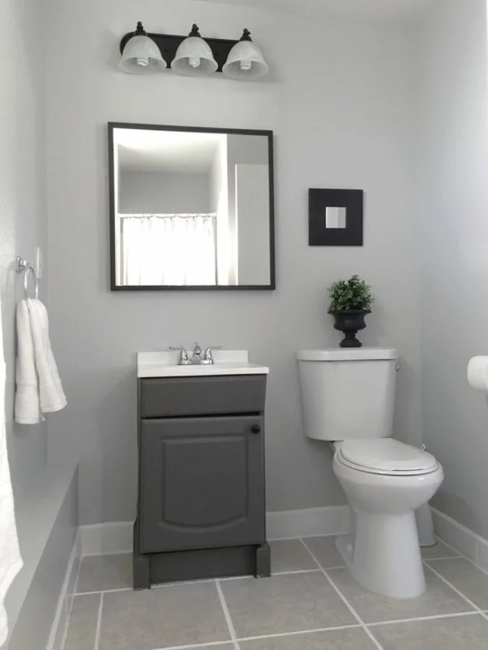 farben graue wandfarbe im badezimmer und akzente in dunkelgrau