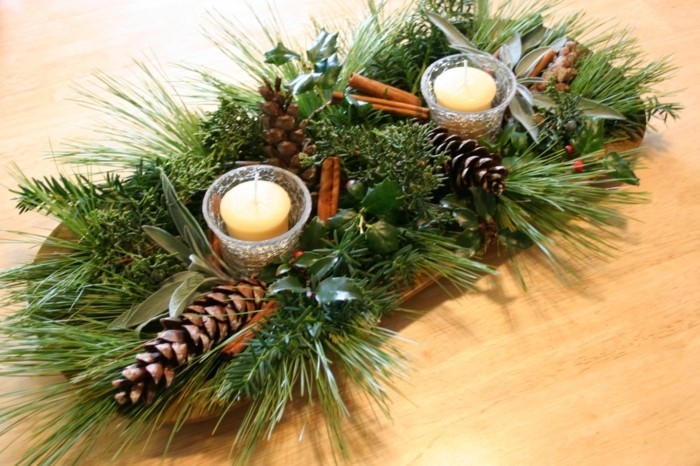 herbstdeko winterdeko basteln mit tannenzapfen kamin weihnachtsdeko mit naturmaterialien