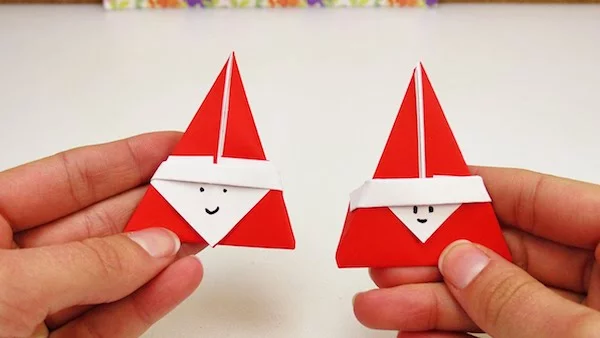 kleine nikoläuse basteln aus papier origami weihnachten