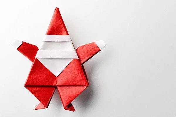 origami weihnachten weihnachtsmann aus papier selber machen