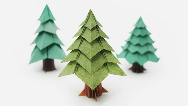 papier weihnachtsbäume basteln origami weihnachten