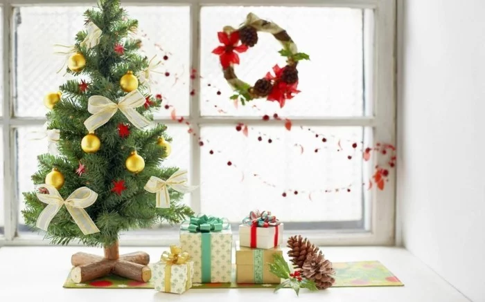 weihnachtsdeko fenster weihnachtskranz weihnachtsgirlande christbaum