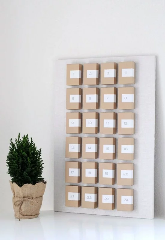 minimalistische ausgefallene adventskalender selber basteln