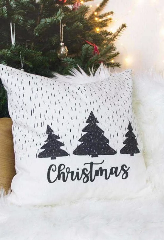 dekokissen weihnachten in schwarz und weiß