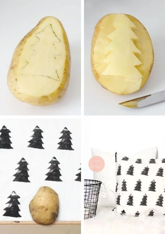 kartoffel stempel skandinavische weihnachtsdeko