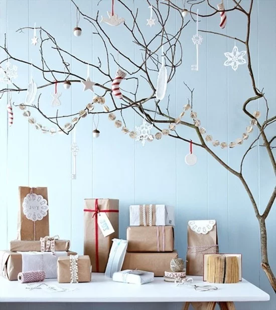 weihnachtsbaum geschenke skandinavische weihnachtsdeko