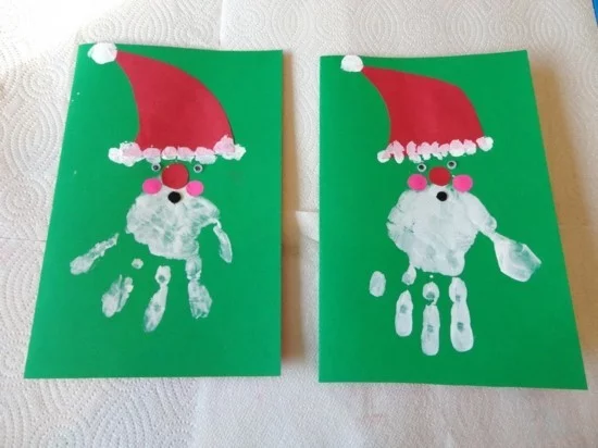 handdruck weihnachtskarten basteln mit kindern