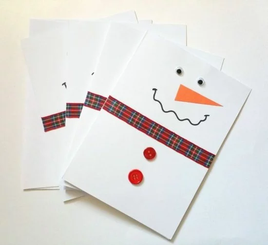 minimalistische schneemann weihnachtskarten basteln