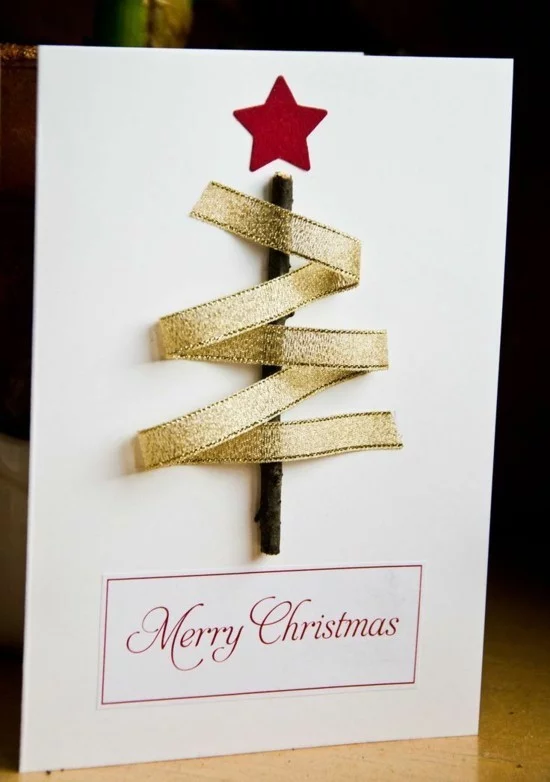 weihnachtsbaum motiv weihnachtskarten basteln mit kindern