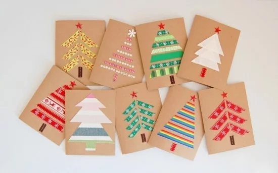 weihnachtskarten basteln mit kindern washi tape