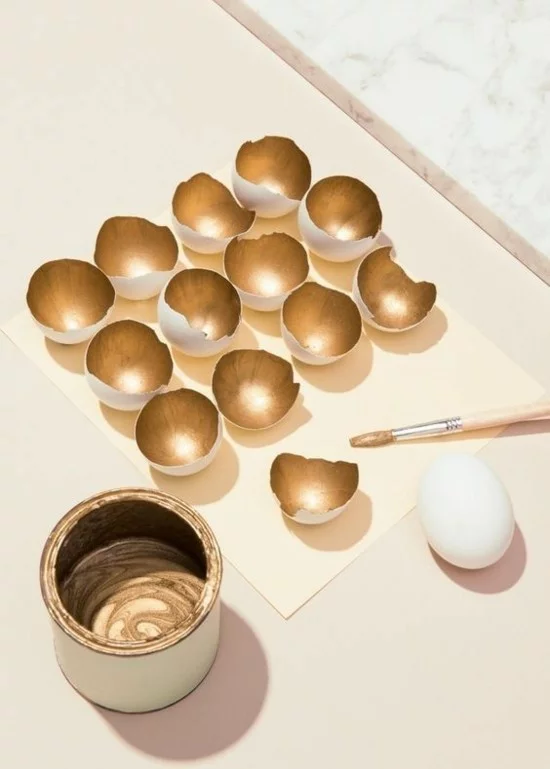 goldene eierschalen tischdeko selber machen