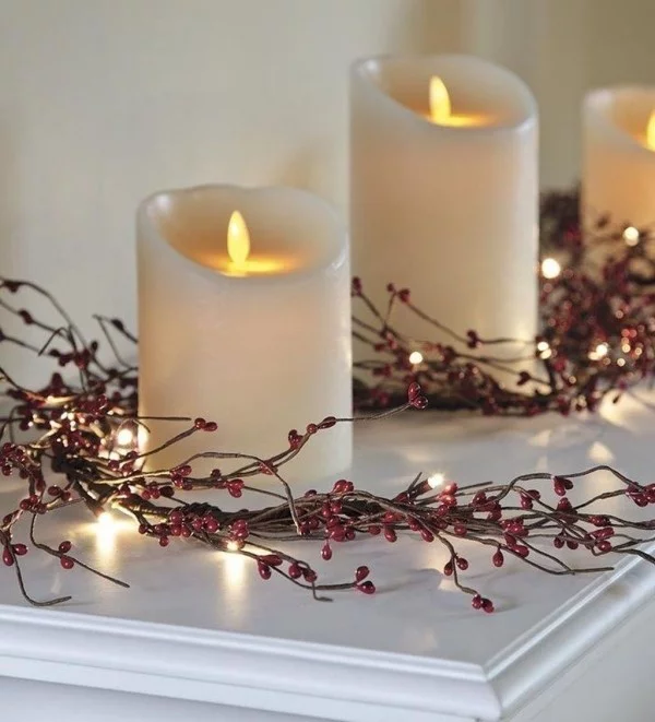 Kerzen dekorieren edle weihnachtsdeko