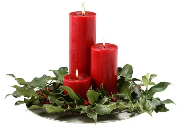 Rote Kerzen - Kerzen dekorieren Weihnachtsdeko