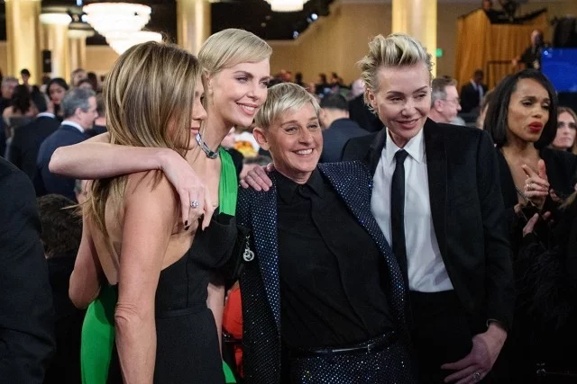 Golden Globe Awards 2020 Ellen DeGeneres Portia de Rossi Jennifer Aniston Charlize Theron