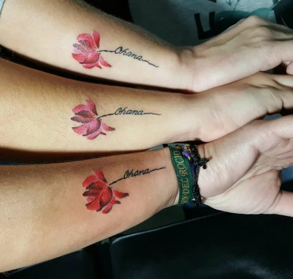 hibiskus ohana tattoo unterarm freundschaftstattoo