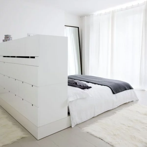 Schlafzimmer minimalistisch einrichten kein Fernseher keine Deko keine modernen Devices