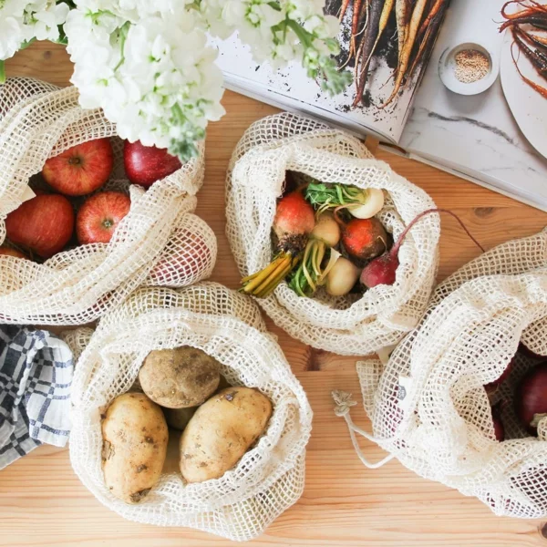 plastikfreie Küche wiederverwendbare Tüten für Obst und Gemüse
