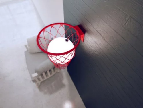 Extravagante Wandleuchten ausgefallenes Modell Basketball Korb Leuchtkugel als Ball drin