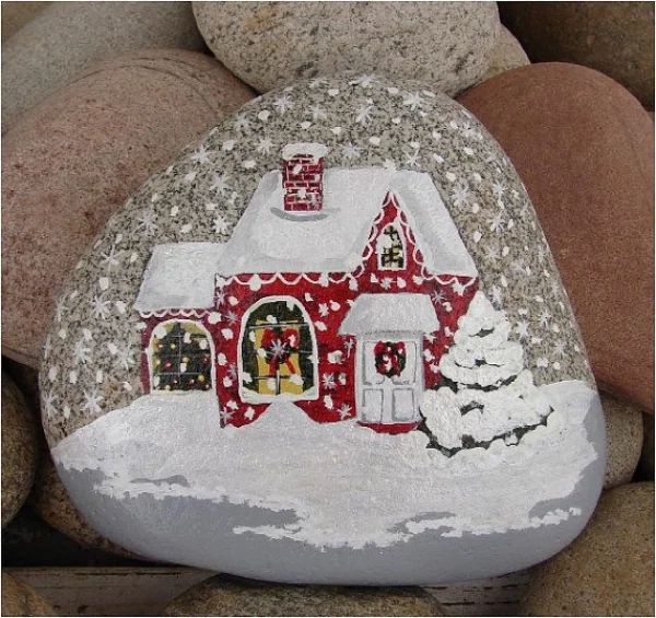 Steine bemalen zu Weihnachten – künstlerische Ideen und Tipps für eine festliche Winterdeko haus im winter landschaft
