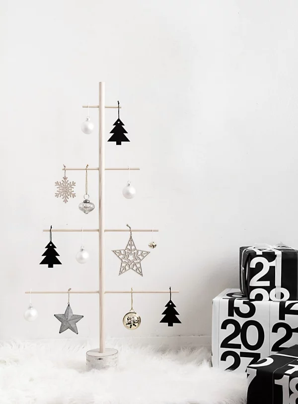 Winterdeko basteln zu Weihnachten minimalistische deko tannenbaum ornament