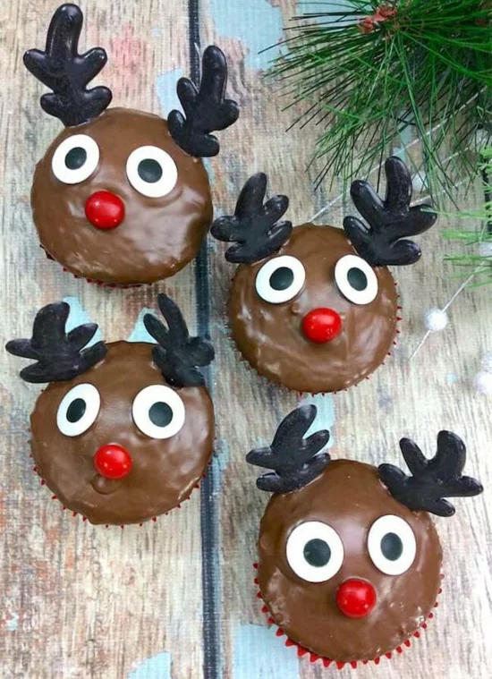 rentier basteln muffins backen weihnachten