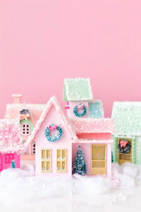 Winterlandschaft basteln – weihnachtliche Ideen, fantastisch einfache Anleitungen und Tipps buntpapier filz häuser bunt