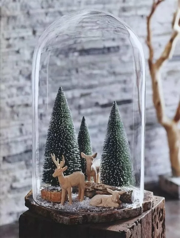 Winterlandschaft basteln – weihnachtliche Ideen, fantastisch einfache Anleitungen und Tipps landschaft holz hirsche unter glas