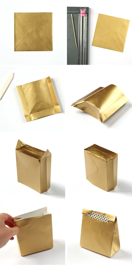 geschenktüte basteln gold bastelpapier
