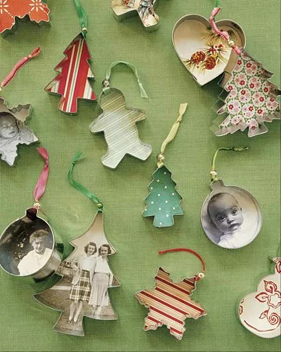 günstige weihnachtsdeko christbaumschmuck basteln mit fotos und aussteckformen
