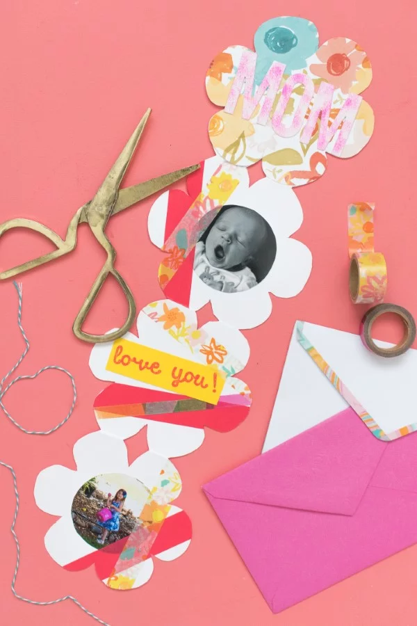 Muttertagskarte basteln – liebevolle Ideen und Anleitungen für Mama faltkarte mit fotos mutti