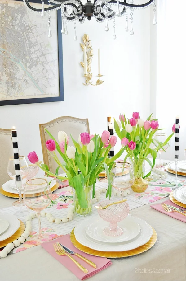 Tischdeko zu Ostern Ostertisch Tisch eindecken ´Tipps Tulpen
