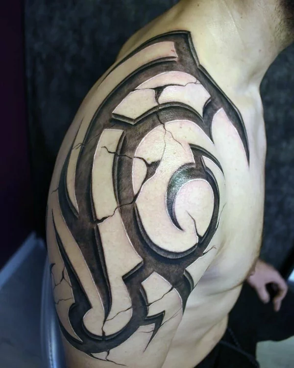 3d tattoo schulter maori tätowierung
