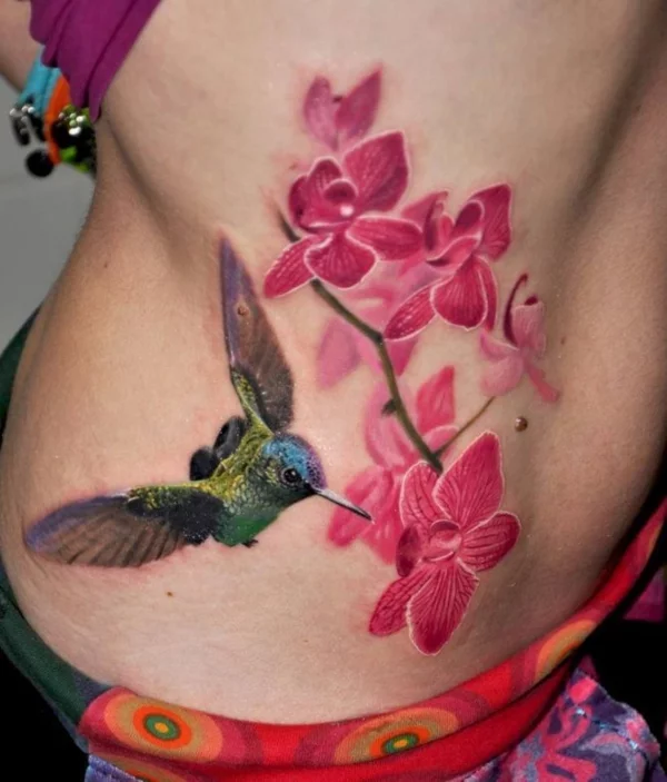3d tattoos orchideen kolibri