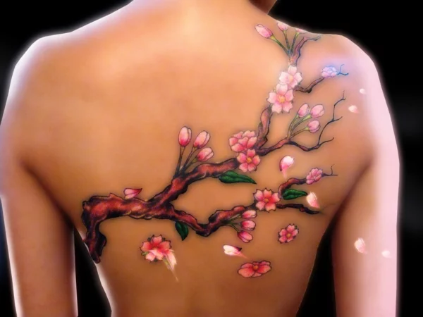 3d tattoos rücken kirschblüten