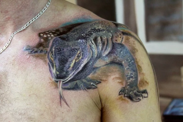 3d tattoos schulter iguana
