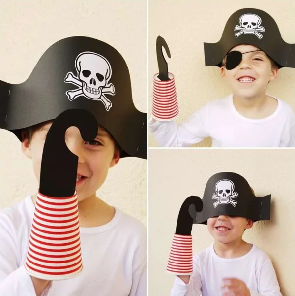 Piratenhut basteln mit Kindern – coole Ideen für Ihre nächste Kostümparty piraten hut collage kinder