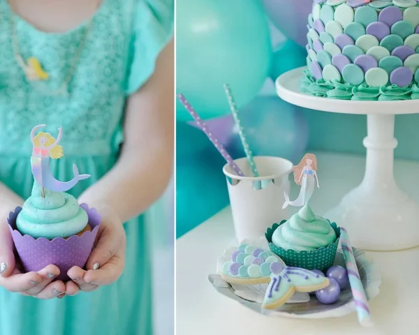 meerjungfrau cupcakes torte kindergeburtstag