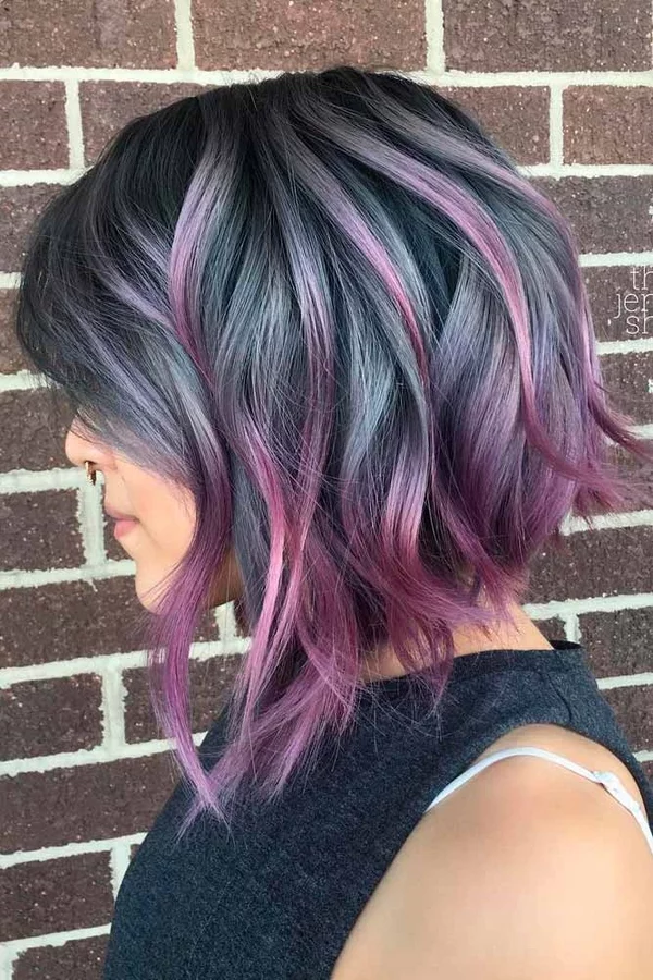 lila Haarfarbe Ideen Haartrends graue Haartöne