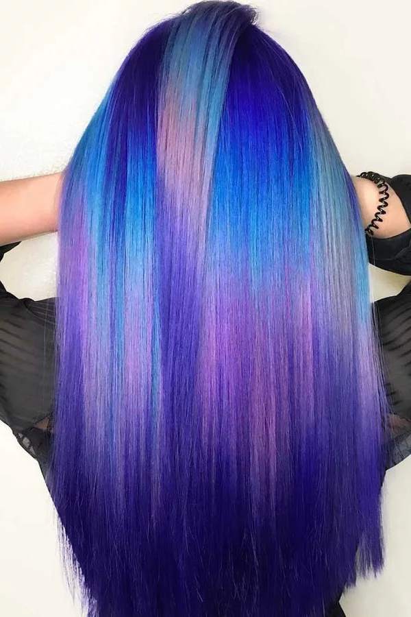 lila blau Haarfarben mischen Haartrends Ombre Färbung