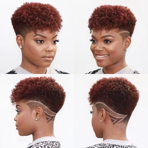 Fasson Haarschnitt für Damen – probieren Sie eine rebellische Fade Frisur aus afro haar von allen seiten