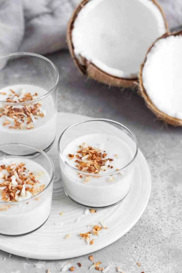 Kokos Panna Cotta für Veganer und nicht nur – köstliches und schnelles Rezept mit Agar kokosnuss dessert aus italien
